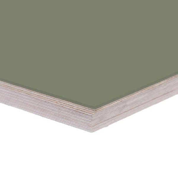 Tischplatte mit Linoleumoberfläche in olivgrün