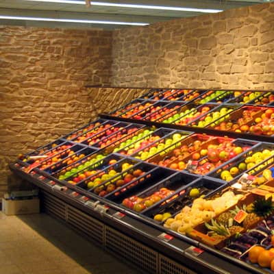 MSD Steinpaneele im Supermarkt, Obst- und Gemüseabteilung